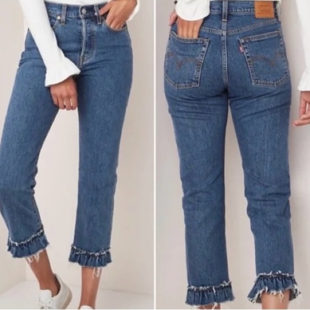 Levis Wedgie Straight Ruffled Hem Jeans